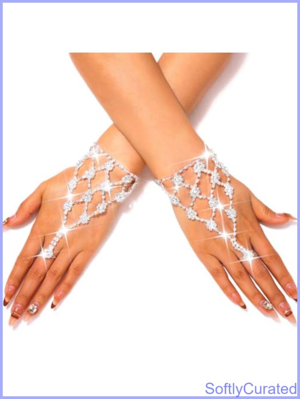 Rhinestone Fingerless Gloves Crystal Glitter Hand Jewelry for Weddings